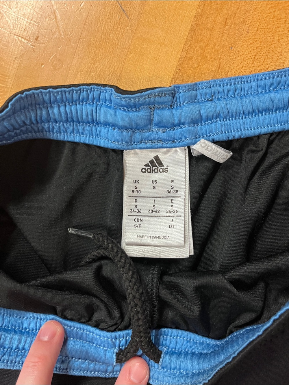 adidas Black Athletic Shorts with Blue Trim 3inch inseam - Picture 2 of 4